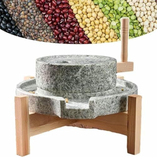 Hand Grain Mill Stone Grinder for Home Kitchen, Efficient Wet Dry Cereal Grinding for Wheat Berry Rice Bean Seed Spice Herb Powder