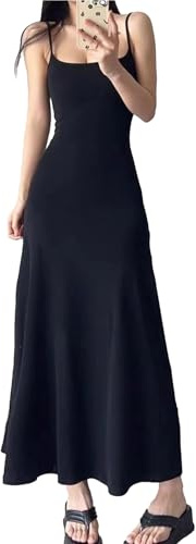 Btofellin Abito Lungo da Donna Sexy Elegante Spaghetti Strap Senza Manica Scollo Abito Estivo Maxi Abiti Aderente Festa Bodycon Vestito Sera Casual Discoteca Cocktail Club