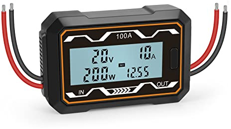 DC Power Meter Watt Meter Energy Analyzer 0 Bis 60V 100A 150A 200A Hochgenauige Backbeleuchtung LCD -Display mit Zusätzlicher Großer Schrift für DIY -Batterieantriebsgeräte (100A)