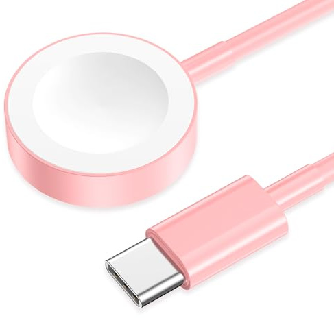 Cargador USB C Mejorado para Apple Watch, Cargador magnético para iWatch, Carga inalámbrica portátil Compatible con iWatch Series 11/10/9/8/7/6/5/4/3/2 Ultra 3/SE, Color Rosa