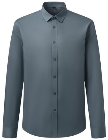 Allthemen Chemise Oxford Homme Formal Slim Fit Shirts en Fibre de Bambou Manches Longues Classiques Tops Respirant