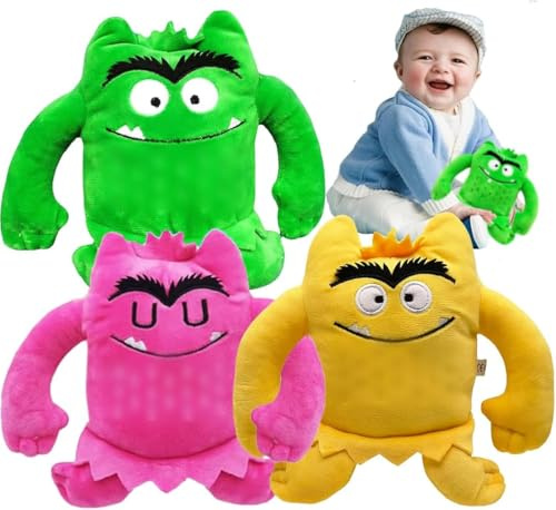 Farbmonster Plüschtier, 3 Stück Monster Der Gefühle, Bunte Monster Plüschtier für eine fröhliche, Niedliches Farbmonster Plüschpuppe Spielzeug Plüschies