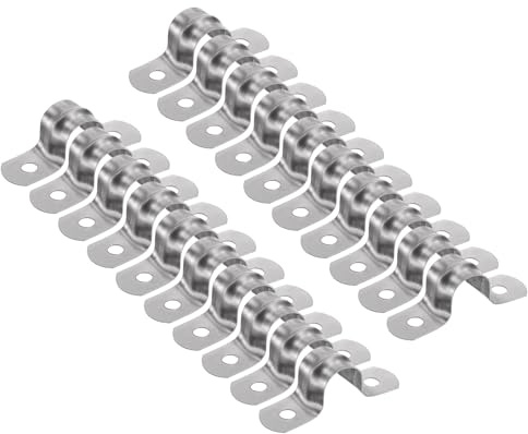 QUARKZMAN 20 Stück 1/2 Zoll 12mm Rohrschellen M12 U Rohrschelle Edelstahl Rigid Pipe Strap U Förmige Halterung Mit Zwei Löchern Für Rohr Schlauch Kabel Fixierung