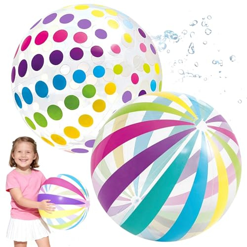 Wasserball Aufblasbar,2 Stück Wasserball,Pool Kinder Spielzeug,Wasserspielzeug Ball für Strand,Wasser Outdoor Spiele,Party Erwachsene Aufblasbarer Strandball,Bunt Poolspielzeug 40cm