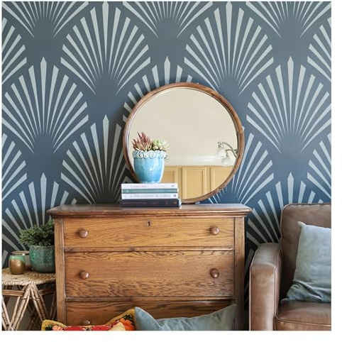 Wall Stencil for Painting Large Shell Pattern Reusable Template for DIY | 40cmx40cm Modern Stencil for Walls, Furniture, Floors and Art Craft Home Decor