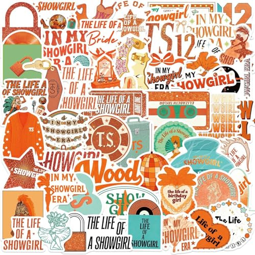 50 Sticker Pop-Sängerin Design, Musik Sticker für Erwachsene & Teens, Wasserdichte Vinyl Aufkleber für Flaschen, Laptop, Party Dekor – Show-girl Style