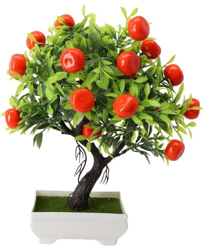 Artificial Orange Tree with Pot, 26cm Fake Potted Fruit Plant for Home Office Decor, Realistic Plastic Faux Greenery for Living Room Bedroom Bathroom