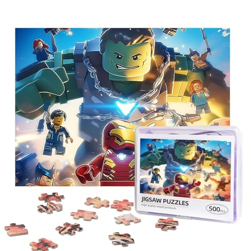 iron Man Puzzles 500 Pieces Personalized Jigsaw Puzzles Photos Puzzle with Storage Bag Challenging Picture Puzzle for Adults Home Decor Wedding (52x38 CM)