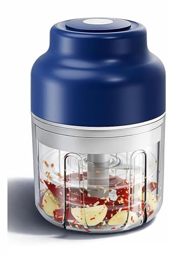 Fazipu Mini Electric Garlic Chopper, 320ml, USB Rechargeable, 6 Stainless Steel Blades, for Onion, Chili, Ginger, Meat & Nuts