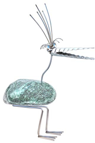 Therese immer gut gelaunt. Gartenfigur-Edelstahl-Steinvogel mit Naturstein, wetterfest, rostfrei. Lustige Skulptur als Deko für Garten, Terasse, Balkon und Wohnung. Ideal auch als Herren-Geschenk. Ca. 35 cm hoch. Tiedemann Manufaktur & Design.