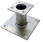 Sud Bois Pied de Poteau Fixe 150mm Double Platine Galvanisé à Chaud