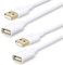 Fasgear 2 Pack [6ft/1.83m] USB 2.0 Extension Cables - A Male to A Female Charging and Syncing USB Extender Cord (White,White)