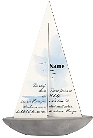 private grief Trauergeschenk Segelschiff personalisiert/Tischdeko