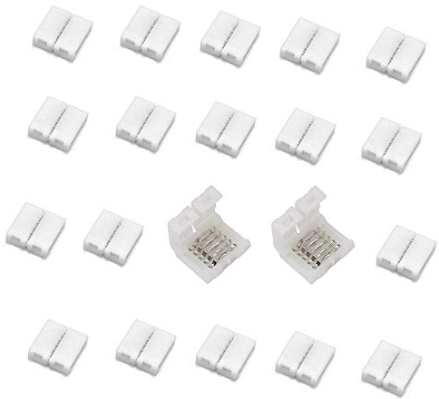 zuchini 5-poliger RGBW-Stecker, lötfrei, Snap-Down-Anschluss, 5-Leiter-LED-Streifen zu Streifen-Adapter für 12 mm breite 5050 RGBW RGBWW LED-Streifen, LED-Lichtband, 20 Stück