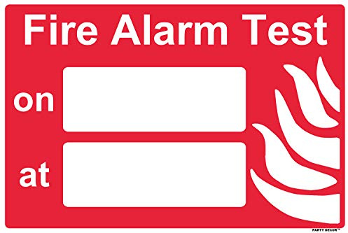 4 x safety sign - fire alarm test - with blanks - landscape - self adhesive weather proof vinyl sticker label - 20cm x 15cm (MPN-5137)