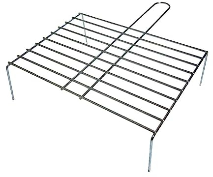 Parrilla con patas para barbacoa, zinc, 40 x 27 cm