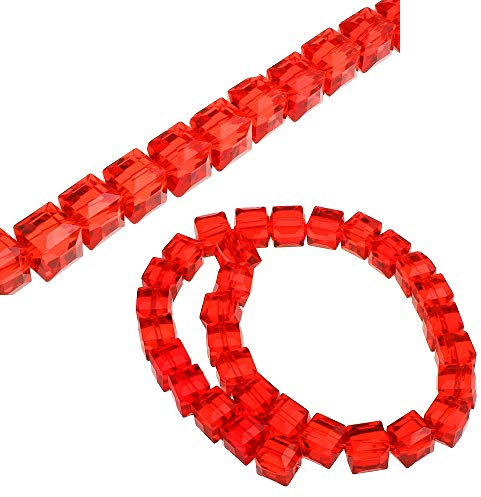 Cuentas de cristal de Bohemia de 4 mm y 6 mm, juego de cubos facetados, perlas checas, perlas intermedias, perlas de cristal, (rojo, 6 x 6 x 6 mm, 20 unidades)