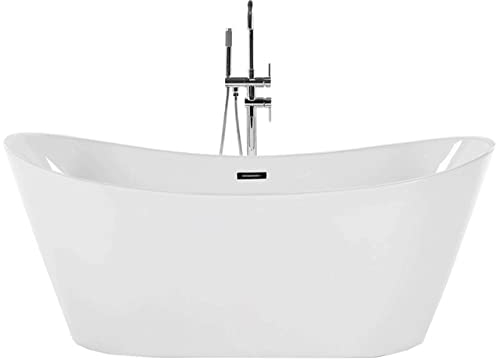 Stilvolle Acryl Badewanne oval freistehend weiß mit Überlauf 180 x 78 cm Antiqua