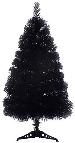 QTQHOME Leicht Tischplatte Christbaum Mit Stand Für Small Place Urlaubsdekoration,PVC Tannenbaum,Kleiner Weihnachtsbaum,Bunten Künstlicher Weihnachtsbaum-Schwarz 60cm/2ft