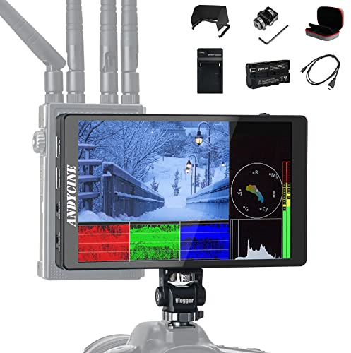 ANDYCINE C7 Lite Kit Pantalla táctil Cámara DSLR Monitor de Campo con 3D Lut Waveform VectorScope 4K 60Hz Entrada HDMI Salida 1920X1200 Panel IPS con F970 Kit de instalación y alimentación Externa