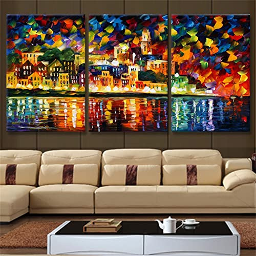 5D DIY Diamond Painting 3 PCS, Square drill Noche De Riachuelo 30x40cm Kits de Pintura Diamante 5D, DIY Pintura Diamante Taladro Completo Kit,Diamantes Bordado de Punto de Cruz,Hogar Decoración pared