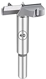 Forstner 40mm Tungsten Steel Wood Boring Bit, Round Shank, Drilling Bit Cutter, Hole Saw