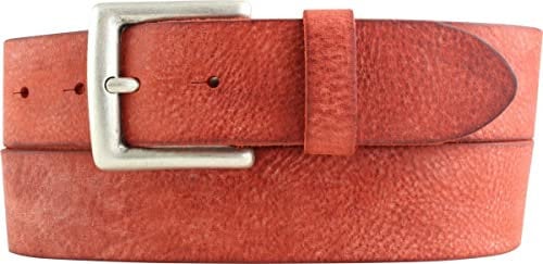 BELTINGER Premium Weicher Vollrindledergürtel, 40 mm breit, Used Look, Jeans & Hosen, Vintage Stil, Made in Italy, Casual und Office | Rot 105cm