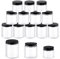 Glarks Lot de 12 bocaux ronds en verre transparent avec couvercles de 56,7 g, 113,4 g, 226,8 g, bocaux en verre transparent avec doublure intérieure et couvercles noirs pour stocker crèmes, produits