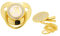 SUNGOOYUE Goldener Baby-Schnuller, 26 Buchstaben, gebogenes Design, Silikon-Bling-Baby-Schnuller mit Clips für 6 bis 18 Monate Baby A