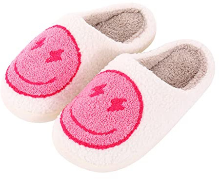 Qubuwalk Bad Cute - Pantuflas de conejo para mujeres y hombres, pantuflas suaves y peludas, cálidas y acogedoras, pantuflas de corazón de felpa sin cordones, Rosa encendido, 38 EU