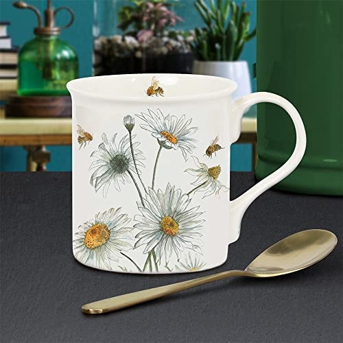 Lesser & Pavey British Designed Coffee Mug | Ceramic Coffee Mugs for Home or Work | Large Mugs for Hot Drinks | Bee Tanical Daisy Tea and Coffee Cups - Sarah Boddy