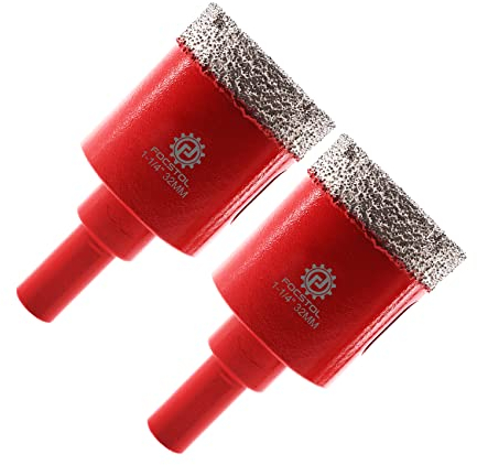 FOCSTOL Brocas Diamante Porcelanico - 2 piezas 32mm Broca Corona Diamante con Vástago Triangular para Gres Porcelanico Cerámica Granito Mármol Cuarzo