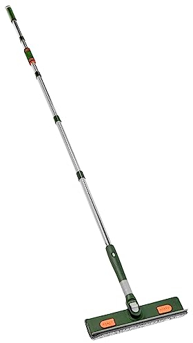 QWORK Fensterwischer-Reiniger, bodenabzieher dusche, von 29 bis 200 cm 2in1 ausziehbarer Griff, 180° schwenkbarer Kopf, zum Reinigen von Fenstern, Böden, Autos