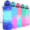Niggeey Bouteille d'eau 2L, 1,5L, 1L, 700ML, 500ML Gourde Reutilisable, Sport Gourde en Plastique Tritan sans BPA, avec Filtre et Marqueur de Temps, pour Enfant et Adultes, Maison et Extérieur