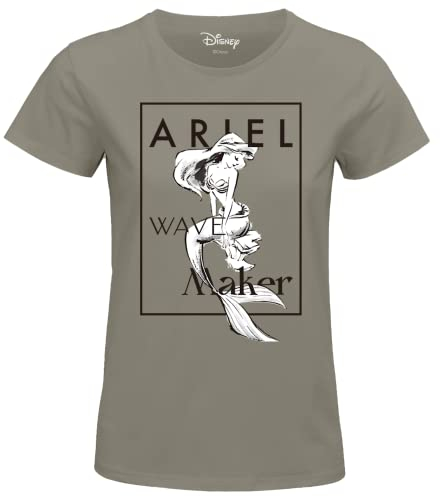 Disney « Little Mermaid - Ariel Wave Maker » WODLITLTS030 T-Shirt Femme, Kaki, Taille L