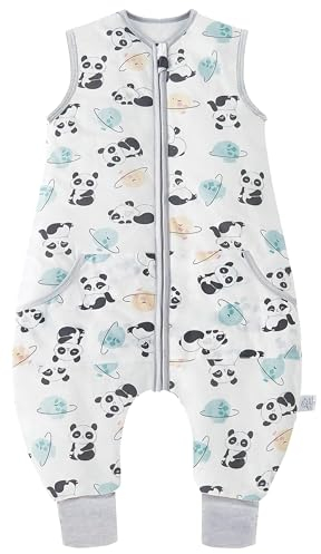 Teechodina Baby Schlafsack mit Füßen Winter 2.5 Tog Kinder Warm Winterschlafsack mit Beinen Kleinkind Schlafanzug für Jungen und Mädchen, Panda Planet/2.5 Tog, 80cm/Baby Höhe 90-100cm