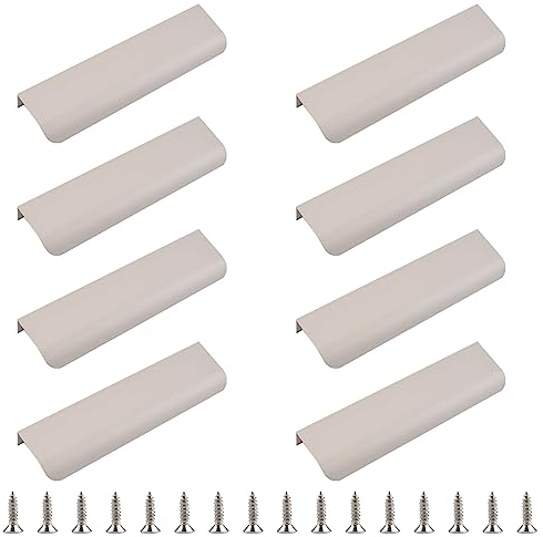 MOROBOR Fingerrandgriff, verdeckter Griff, moderner Stil, gebogen, Aluminiumlegierung, unsichtbarer Griff, Kleiderschrankgriff für Schrank, Hardware, Schublade, 80 mm, Kaschmirgrau, 8 Stück