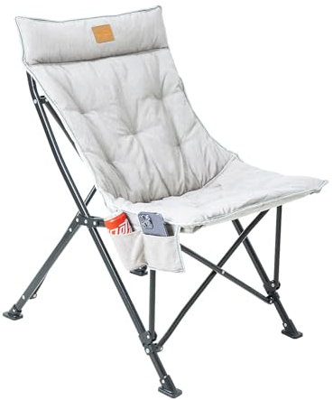 ARMOR CASTLE Folding Camping Chair, Portable Padded Oversized Camping Chair with Carry Bag, Outdoor Heavy Duty Chair for Adults Support 300 LBS, Comfy Saucer Chair for Lawn, Beach, Picnic Grey