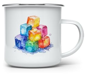 MAXIKIWI - Taza de café o té esmaltada duradera para uso en interiores y exteriores, cubitos de hielo derretidos, 350 ml