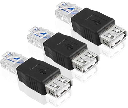 MEIRIYFA USB zu Ethernet Adapter USB 2.0 Buchse zu RJ45 Ethernet Konverter Stecker für ADSL Modem, Router, Kamera mit Netzwerkfunktion (3PCS)
