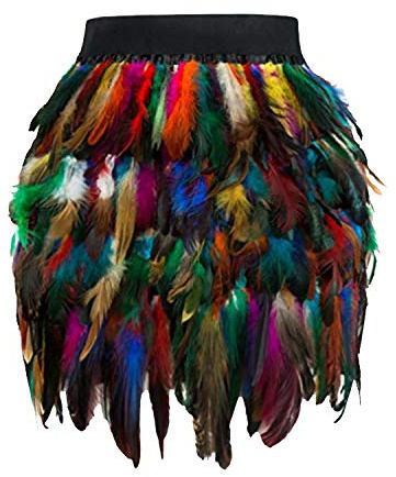 Papagei Kostüm Damen Schwarz Karnevalskostüme Tüllrock Kurz Festlich Federrock Gothic Cosplay Minirock Pfau Karneval Tanzkleid Ballett Rock Feder