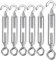GothicBride 6 Stück M4 Spannschloss Seilspanner Edelstahl, Spannschloss mit Haken und Öse Verstellbare Haken Und Öse Drahtspanner, Spannhaken für Sonnensegel Spanner Seilsystem Gartendraht Zaunspanner