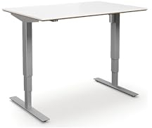 kaiserkraft | Schreibtisch Atlanta Trend | elektrisch höhenverstellbar | gerade | abgerundete Ecken | BxT 120x80 cm | weiß/Silber