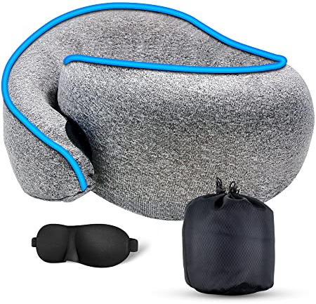 OUGE Nackenkissen Flugzeug,Reisekissen Memory Foam & Auto Travel Pillow,Weiches Memory Foam Baumwolle Kissenüberzug Maschinenwaschbar Nackenhörnchen Nackenstützkissen für Flugzeug,Auto,Büro Camping