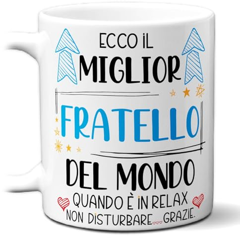 STAMPATEK Taza de regalo de mejor hermano, idea regalo cumpleaños hombre, taza mejor hermano del mundo en relajación – MUG173