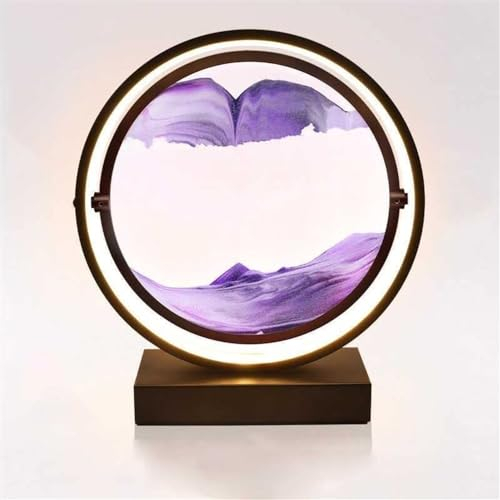 Image d'art de sable en mouvement, peinture d'art de sable de haute mer liquide 3D en verre rond avec lumière LED, quatre types de luminosité peuvent être ajustés for les enfants, les adultes, la mais