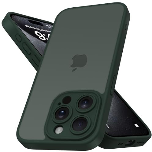 Mootobo for iPhone 15 Pro Case 6.1-Inch, Matte Shockproof Bumper Phone Cover, Military-Grade Protection Ultra Slim 360°Full Body Frosted Translucent Back Phone case for iPhone 15 Pro (Deep Green)