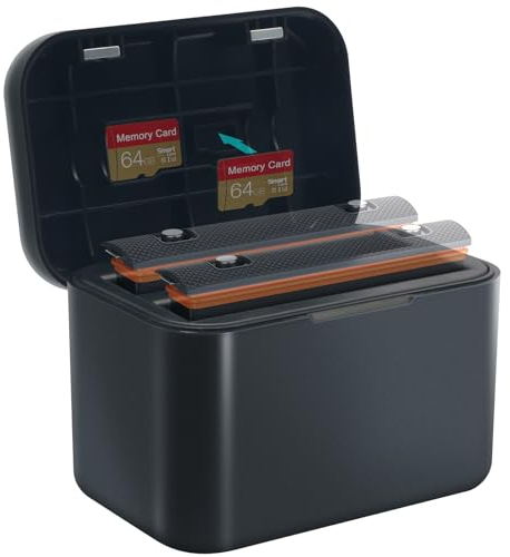 Chargeur pour appareil photo Insta360 X4 avec station de charge rapide à 2 canaux avec emplacements pour cartes SD Misro et câble USB de type C (batteries non incluses)