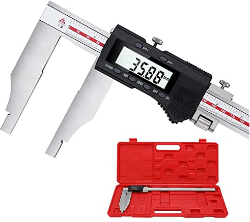 Digital Messschieber 500 mm mit Feineinstellung, Schnabellänge 100 mm, Digitale Werkstatt Schieblehre Edelstahl Messlehre Messwerkzeuge, Metrisch/imperial (Schnabellänge: 100mm)