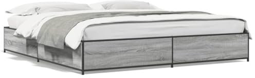 Betten & Zubehör, Betten & Bettrahmen, Bettrahmen, Grau Sonoma 180 x 200 cm, Super-Kingsize-Bett, Holz- und Metallwerkstoff